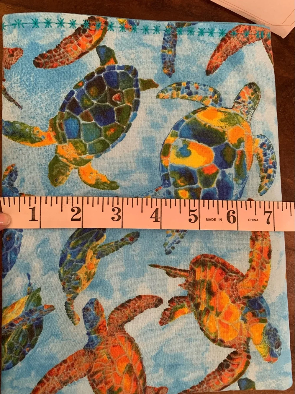 Book Sleeve: Vibrant Sea Turtle Ocean Print - Multicolor - Handmade NWOT